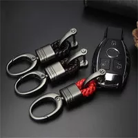Gantungan Kunci Mobil Motor Rumah Premium Key Chain Tali Kulit Alloy