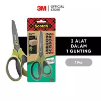 3M Scotch Non Sticky Unboxing Scissors 1487NS / Green 7 Inch / Gunting
