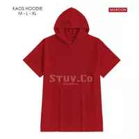 KAOS HOODIE POLOS COTTON COMBED 30s - Size S M L XL - WARNA MAROON