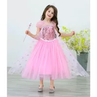 dress princess pink baju pesta anak perempuan import