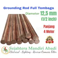 Copper Rod 1/2 inch Full Tembaga Asli 12,5mm Earth Grounding