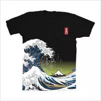 Kaos T-Shirt Clothing Hokusai Ombak Jepang Distro