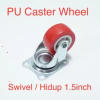 Roda Kastor PU Caster Wheel 1.5 Inch Swivel Hidup 1.5" Troli Etalase