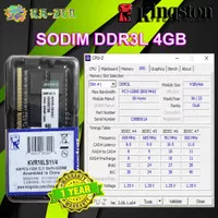 Memory Ram Sodim Ddr3 4Gb Kingston Pc 12800