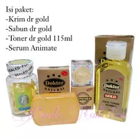 Paket 4in1 DR Gold-Serum Animate+Krim Wajah+Sabun Muka+Toner 100ml