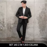 Setelan Jas hitam Dvandra.id 2 in 1 jas dan celana slimfit jas formal