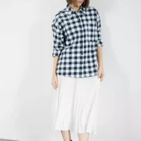 This Is April Atasan Kemeja Wanita Jill Big Tartan Top Navy