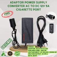 New Tp 5A Ac To Dc Adaptor Converter Colokan Rokok Lighter Mobil -