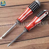 Obeng Bolak Balik USA Amerika Murah 4 4 inch Gagang Karet Min Plus 