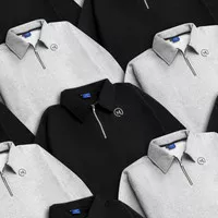 MARQUE Half Zipper / Zip Sweatshirt Black Hitam & Grey Abu UNISEX