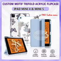iPad Mini 4 5 Acrylic Smart Flip Case Casing Cover Motif Pencil Slot
