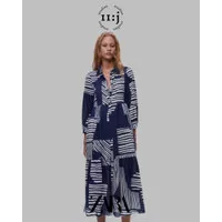 Dress ZARA Long Printed Dress New Original Asli - Navy Stripes