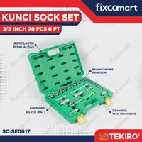 Tekiro Socket Set 26 Pcs 3/8 inch 6-24 mm 6PT Box Plastik