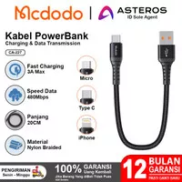 MCDODO Kabel Power Bank USB Type C Micro USB iPhone FAST Charging 20CM