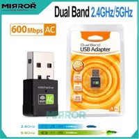 WiFi Dongle 600Mbps USB Wireless Adapter Penangkap Sinyal WiFi For PC