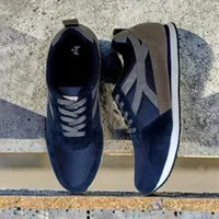 Sepatu Pria Kulit Suede Navy Sepatu Sneakers Casual Pria 39-44 Ori KZR