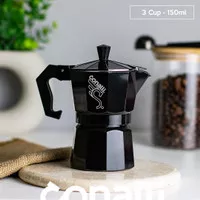 Mokapot 150ml Stainless Italia Espresso Maker Moka Pot 3 Cup Black 150