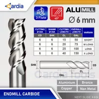 Endmill 6 mm x 50 | 75 | 100 | 150 3 Flute Aluminium End Mill Carbide
