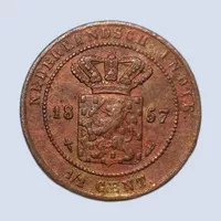 Uang koin Kuno Benggol 1/2 Cent Nederland Indie Tahun 1857 Original