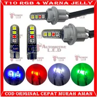 LAMPU T10 8 LED JELLY RGB 4 WARNA FLASH | LAMPU SEIN COLOK MOTOR