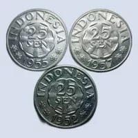 Termurah Set Uang koin kuno 25 Sen Thn 1952,1955,1957 Original Bagus