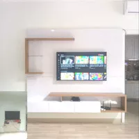 Backdrop tv minimalis | Tv gantung | Ruang keluarga.