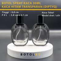 Botol Parfum 30ml Spray Kaca HITAM TRANSPARAN Oval Isi Ulang - DIP