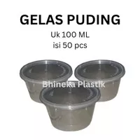 Gelas Puding+Tutup Isi 50 Pcs / Cup Puding, Cup Saos, Thinwall Puding