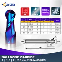 Ballnose 1 | 1.5 | 2 | 2.5 mm x 50 2F HRC65 Hard Cut Ball Nose Carbide