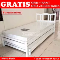 Single Bed 100x200 Ranjang Single / Tempat Tidur Kayu Tunggal +Sorong