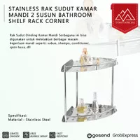 Stainless Rak Sudut Kamar Mandi 2 Susun Bathroom Shelf Rack Corner