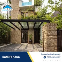 Kanopi carport / canopy kaca tempered glass minimalis modern Jakarta
