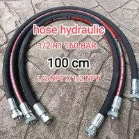 selang hidrolik hose hydraulic 1/2 R1 kawat 100 cm 1/2 NU X 1/2 NU