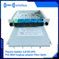 Passive Splitter pasif PLC kaset BOX FO 1:8 SC UPC lengkap Fiber Optic