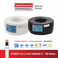 Kabel Metal - Kabel NYMHY 2x1.5 mm 100 Meter Serabut Tembaga KMI SNI