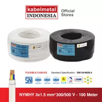 Kabel Metal - Kabel NYMHY 3x1.5 mm 100 Meter Serabut Tembaga KMI SNI