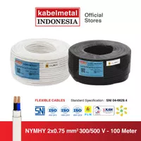 Kabel Metal - Kabel NYMHY 2x0.75 mm 100 Meter Serabut Tembaga KMI SNI