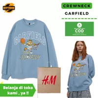 CREWNECK / SWEATER H&M PRIA WANITA GARFIELD BLUE