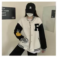 Jaket Varsity Baseball Big Size ( S - 6XL ) LOGO INISIAL R BOY GIRL L