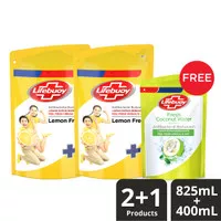 Lifebuoy Sabun Mandi Cair Lemon Fresh Antibakteri 825Ml - 2x + Coconut