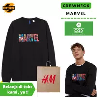 CREWNECK / SWEATER H&M PRIA WANITA MARVEL BLACK