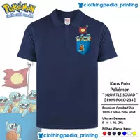 Kaos Polo Pokemon Squirtle Squad Pocket Monster Print Saku Polo Shirt