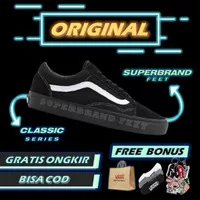 Vans Old Skool Suede Canvas Black True White Original Sepatu Vans Ori