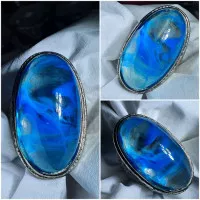 BATU AKIK PANDAN BIRU LANGIT KRISTAL L, ANTIK, UNIK TOP QUALITY