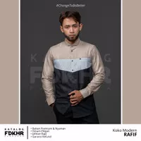 BAJU KOKO PRIA FADKHERA RAFIF KEMEJA LENGAN PANJANG PENDEK BLACK MOCCA