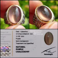 Cincin Batu Akik Natural Lavender Chalcedony Ring Silver Pria