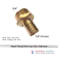 Konektor Selang Nepel Slang 3/4 x 5/8 Kuning Drat Luar Nipple Sok Hose