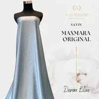 Bahan Kain Satin Maxmara Original Pure Silk Warna Denim Blue
