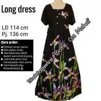 Daster long dress kancing 4 merk elok, motif anggrek, anggun, adem