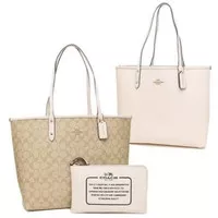 TAS Tote Bag 36658 Reversible Signature City Tote Chalk White 